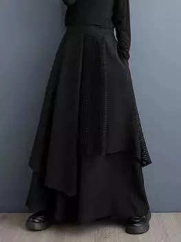XITAO асимметричные черные брюки с вырезами в стиле пэчворк, женские широкие брюки DMJ3647