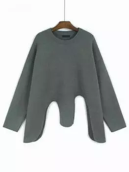 Xitao Асимметричный свитер с круглым вырезом GMM1314 One Size чёрный