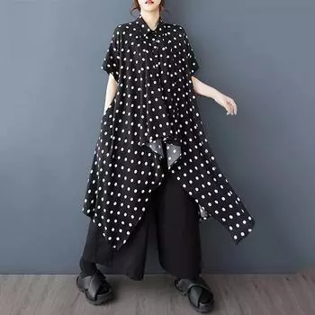 XITAO Asymmetric Single Breasted Short Sleeve Shirt GYX1635 One Size белый