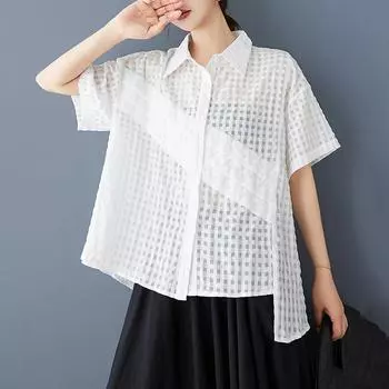 XITAO Asymmetrical Patchwork Shirt ZMY1052 One Size белый
