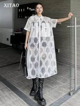 XITAO ажурное кружевное платье сплошного цвета для женщин DMJ4131 One Size белый