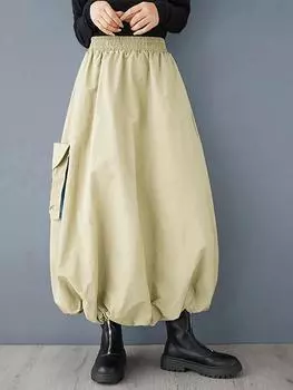 Xitao Бальное платье, повседневная однотонная свободная юбка длиной до щиколотки GMM1073 One Size чёрный