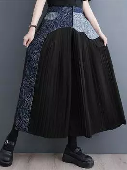 XITAO Брюки с высокой талией Новые модные женские свободные брюки с принтом в стиле пэчворк WLD11317