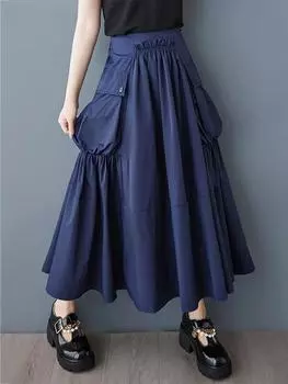 XITAO Casual Folds Big Pocket Female Skirt GMM1299 One Size чёрный