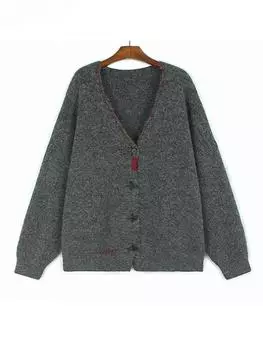 XITAO Casual Loose Fit Full Sleeve V-neck Solid Color Sweater GMM1046 One Size бежевый