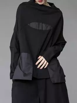 XITAO Черная повседневная женская толстовка, свободный пуловер, топ LYH2877 One Size чёрный