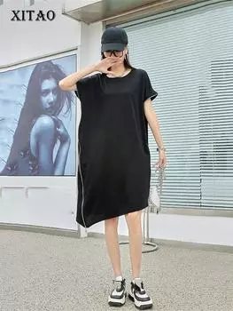 XITAO черное платье женское новое модное повседневное свободное платье WLD11291 One Size чёрный