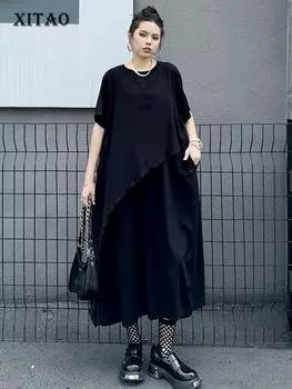 Xitao Черное повседневное платье HQQ2357