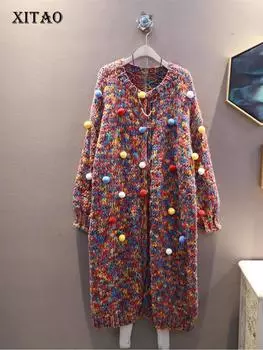 XITAO длинный вязаный кардиган, свободный повседневный пуловер, свитер SMH1008