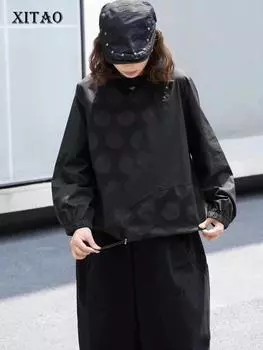 XITAO Dot жаккардовый сращивание женский модный топ GJ1075 One Size белый