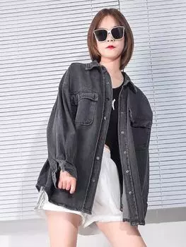 XITAO джинсовое пальто с карманами и пуговицами, женский повседневный топ ZP3226