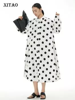 XITAO Fashion Dot Print Модное женское повседневное платье DMJ2596