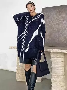 XITAO Full Sleeve Loose Fitting O-neck Solid Color Female Sweater GMM1113 One Size чёрный