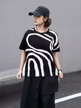 Xitao Футболка в полоску нерегулярного контрастного цвета, женский повседневный топ GJ1003