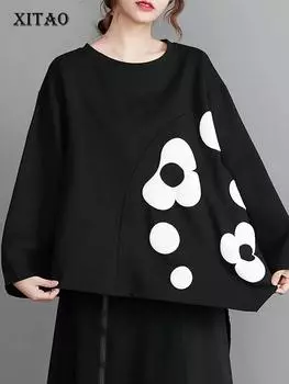 XITAO Футболки с асимметричным принтом и цветочным принтом LYD1426