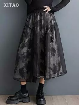 XITAO газовые юбки с лоскутным принтом ZY8915 One Size чёрный