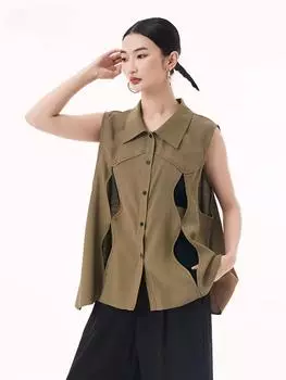 XITAO Hollow Out Singe Baeasted Sleeveless Vest GMM1365 One Size чёрный