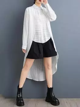 XITAO Irregular Single Breasted Shirt GMM1177 One Size бежевый