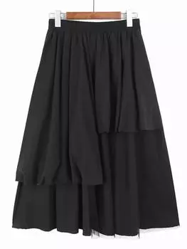 Xitao Юбка А-силуэта длиной до середины голени с эластичной резинкой на талии GMM1071 One Size зелёный