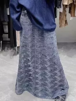 Xitao Юбка с эластичной талией и пайетками в стиле пэчворк GJ1084 M чёрный