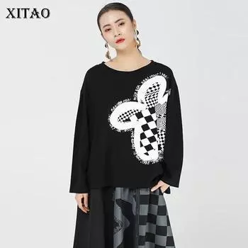 XITAO клетчатая футболка с принтом, модный женский повседневный свободный топ ZXR1516