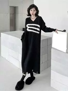 XITAO Knitted Pattern Dress Fashion Pullover FBB1182 One Size чёрный