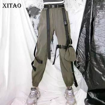 XITAO Комбинезон с пряжкой и лентой Женские брюки XJ3576 One Size зелёный