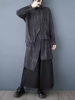 XITAO однобортный комплект из двух предметов с брюками и пряжкой в стиле тай-дай GMM1181 One Size чёрный