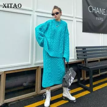 XITAO Комплект из двух предметов Женский вязаный комплект из двух предметов GCC4044 One Size оранжевый