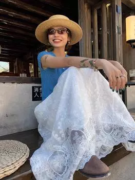 Xitao Кружевная лоскутная однотонная кружевная юбка, новая летняя женская юбка ZY8698