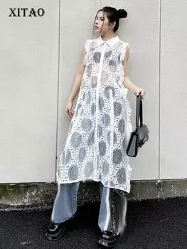 XITAO кружевное бандажное платье без рукавов с вырезами DMJ4132 One Size белый