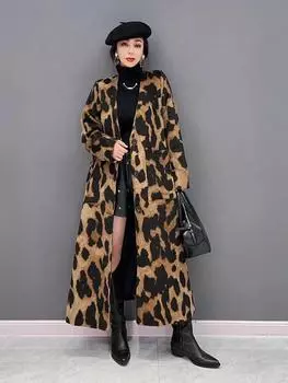 XITAO Леопардовый однобортный с V-образным вырезом, смешанные цвета LJ1063 One Size хаки