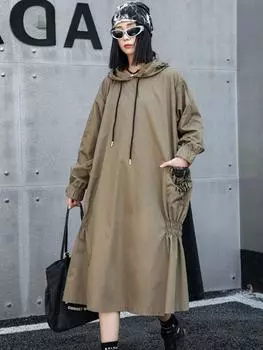 XITAO Свободный повседневный пуловер длиной до середины голени Женское платье ZYY1003 One Size хаки