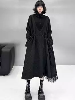 XITAO Loose Irregular Female Patchwork Dress GMM1315 One Size чёрный