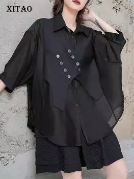 XITAO Лоскутная женская рубашка с рукавами «летучая мышь» Сплошной цвет Свободный топ Новый WLD20166