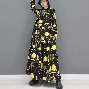 XITAO лоскутное драпированное платье с принтом, женское осеннее повседневное модное стильное универсальное женское платье WMD3478