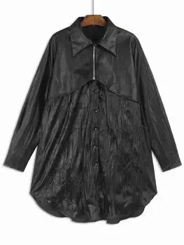 XITAO Лоскутное платье из искусственной кожи с застежкой-молнией LJ1038 One Size чёрный