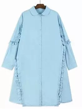 Xitao Лоскутное платье-трапеция с изображением съедобных древесных грибов HQQ2415 One Size синий