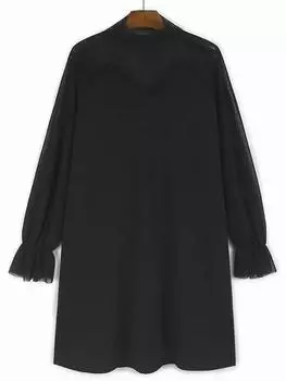 Xitao Лоскутное сетчатое платье с длинными рукавами GMM1167 One Size чёрный