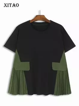 Xitao Ложный свободный повседневный женский новый топ с коротким рукавом, футболка WLD20153