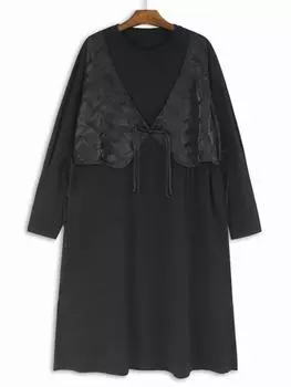 XITAO ложный жилет из двух частей женское платье ZYY1067 One Size чёрный