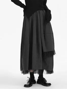 XITAO Mesh Fashion Women Elastic Wasit Pleated Skirt WLD8752 One Size серый