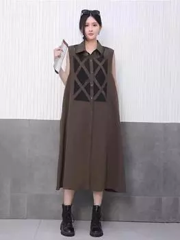 XITAO Mesh Perspective Sleeveless Dress GYX1528 One Size чёрный