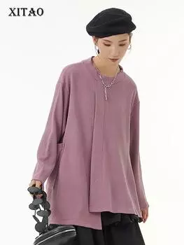 XITAO Модная повседневная футболка с нерегулярным топом WLD8969