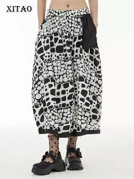 XITAO модная повседневная свободная юбка с карманом и принтом для женщин ZY7440