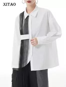 XITAO модная сетчатая асимметричная рубашка с приправами, индивидуальный женский топ с длинным рукавом, повседневная модная ZZ0262