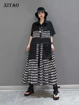 XITAO модное новое женское платье в полоску с надписью LDD1822