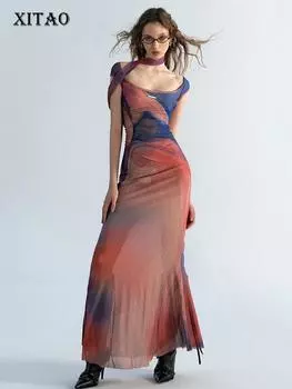 XITAO модное сексуальное тонкое бандажное платье женское LYD1077 One Size оранжевый