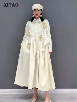 XITAO модное женское плиссированное платье с цветочным принтом GWJ3042