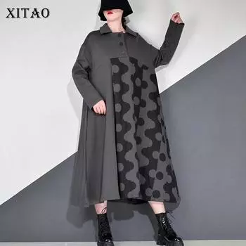 XITAO модное женское свободное повседневное платье DZL2378 One Size чёрный
